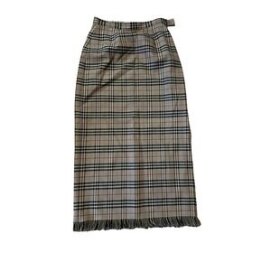 Rafaella Petites 100% Wool Plaid Skirt – Size 4P – Fringe Hem – Classic Style